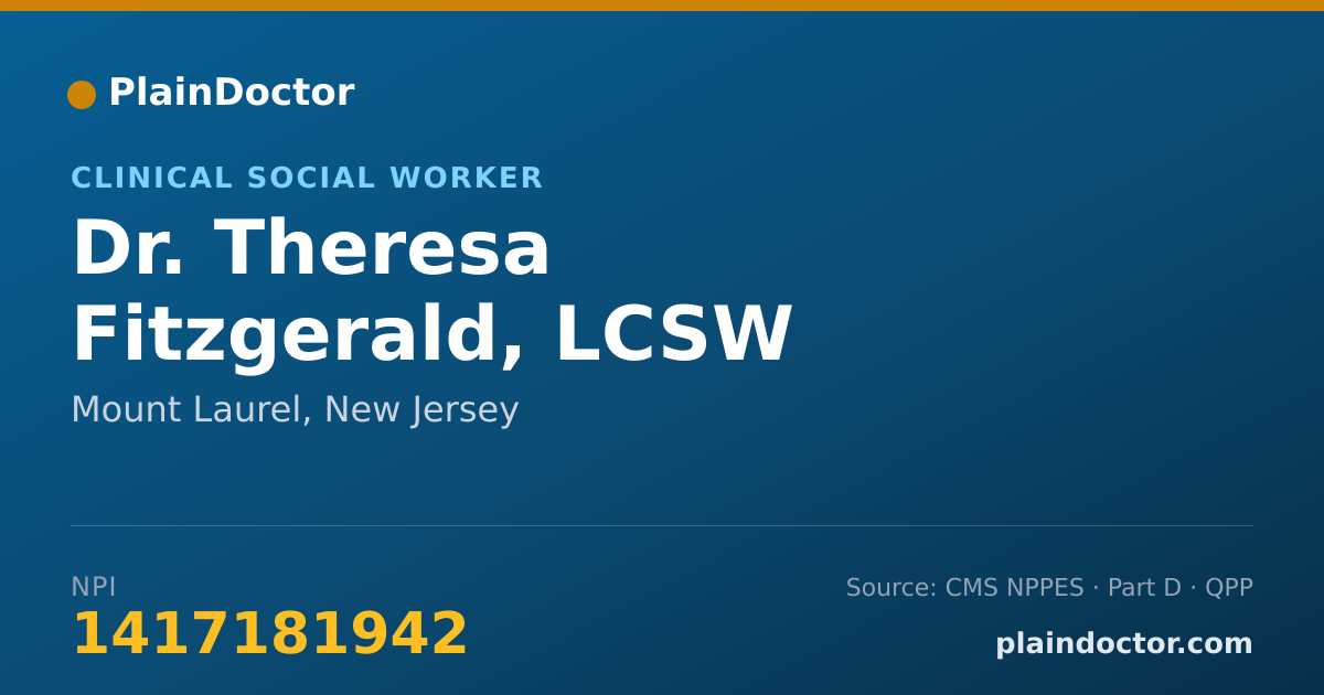 Shareable card for Theresa Fitzgerald, LCSW - Clinical Social Worker, Mount Laurel, NJ