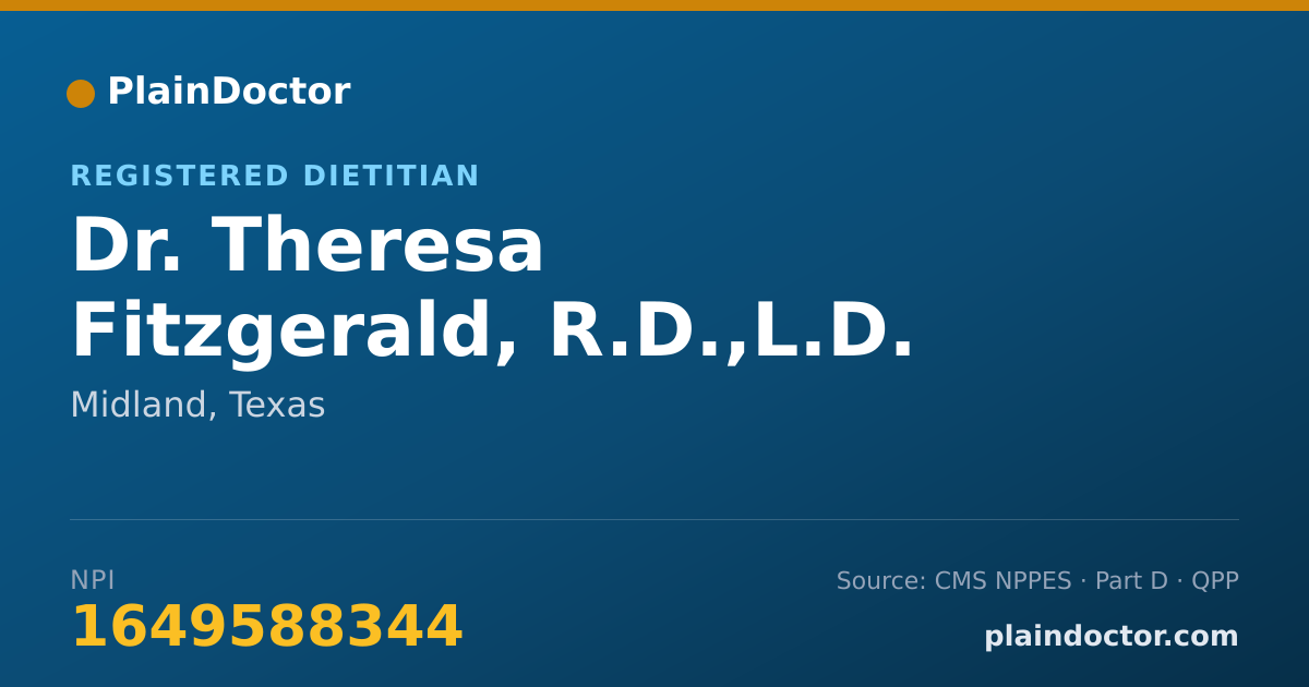Shareable card for Theresa Fitzgerald, R.D.,L.D. - Registered Dietitian, Midland, TX