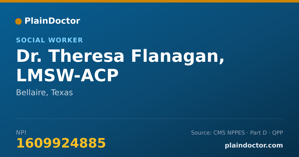 Shareable card for Theresa Flanagan, LMSW-ACP - Social Worker, Bellaire, TX