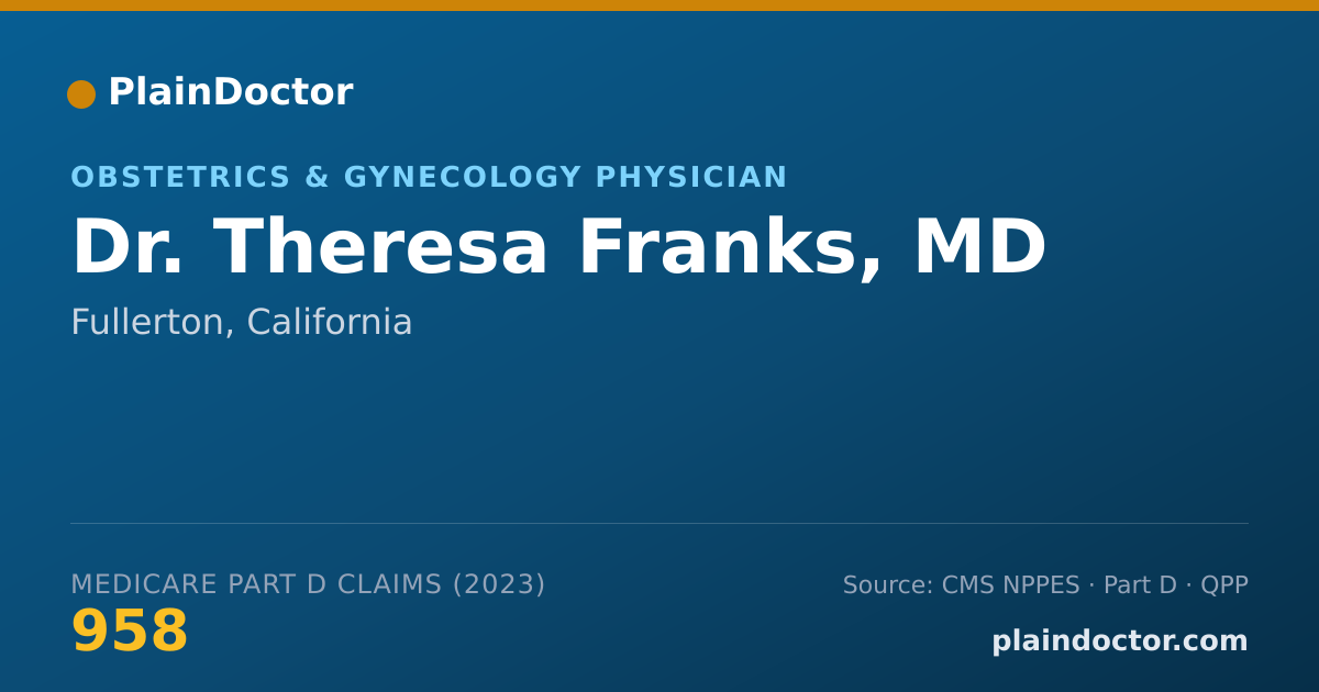 Shareable card for Theresa Franks, MD - Obstetrics & Gynecology Physician, Fullerton, CA