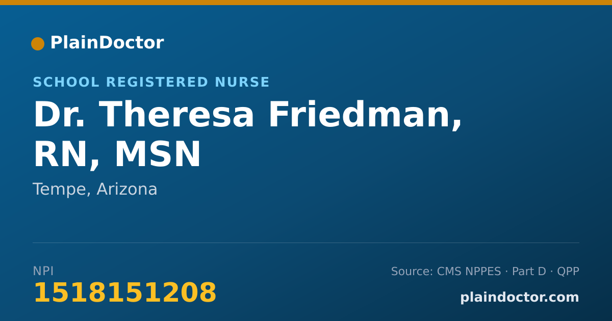 Shareable card for Theresa Friedman, RN, MSN - School Registered Nurse, Tempe, AZ