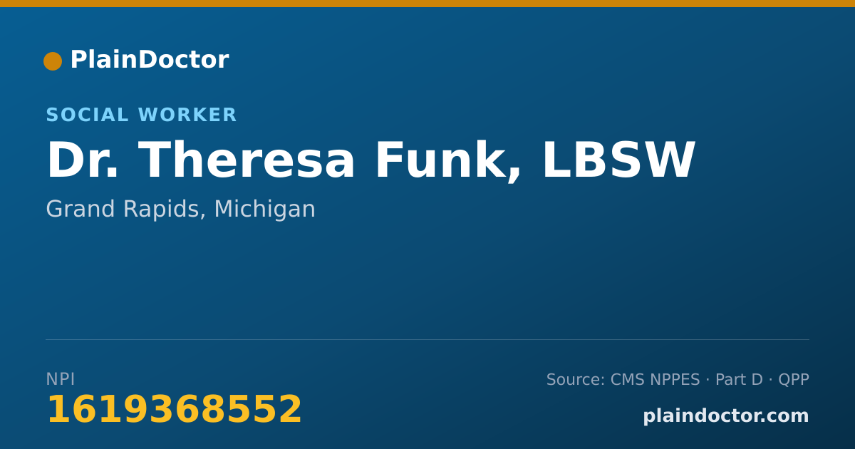 Shareable card for Theresa Funk, LBSW - Social Worker, Grand Rapids, MI