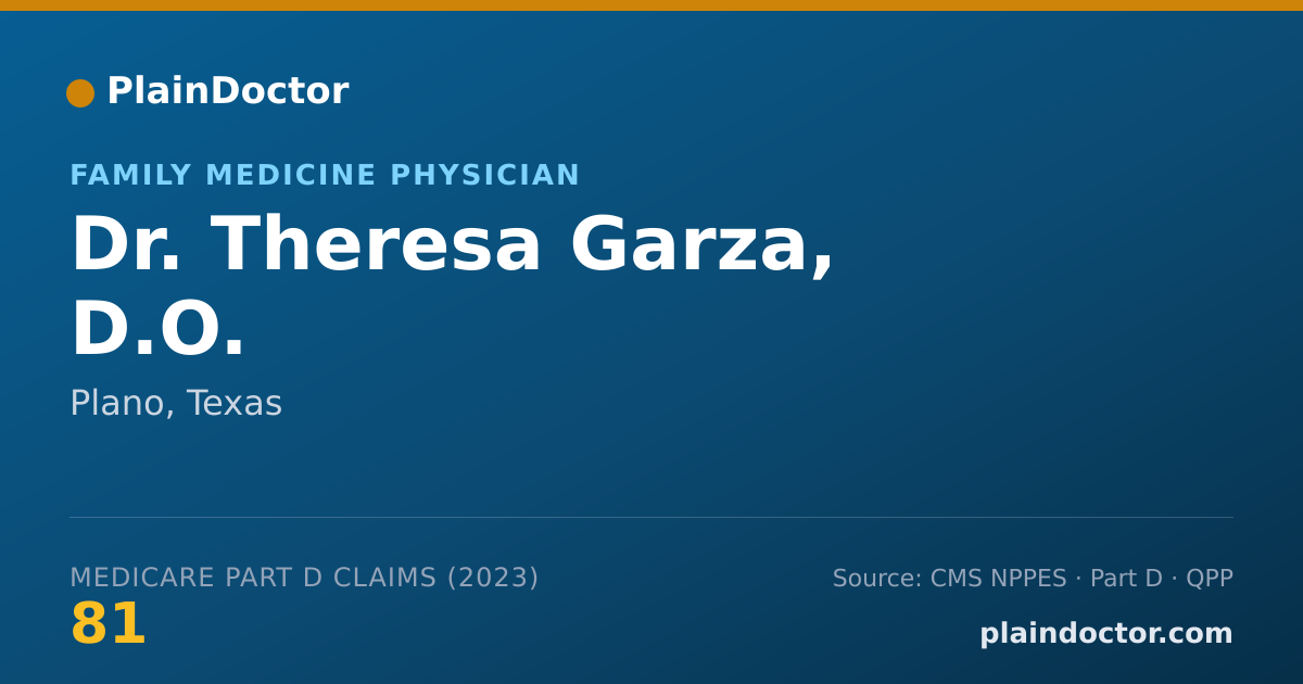 Shareable card for Theresa Garza, D.O. - Family Medicine Physician, Plano, TX