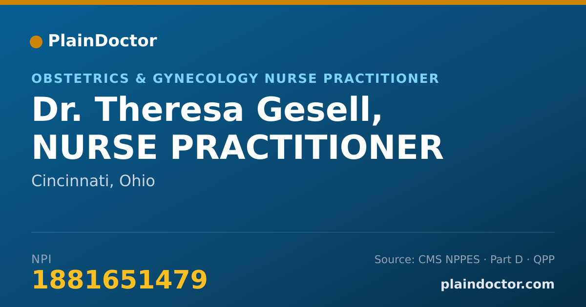 Shareable card for Theresa Gesell, NURSE PRACTITIONER - Obstetrics & Gynecology Nurse Practitioner, Cincinnati, OH