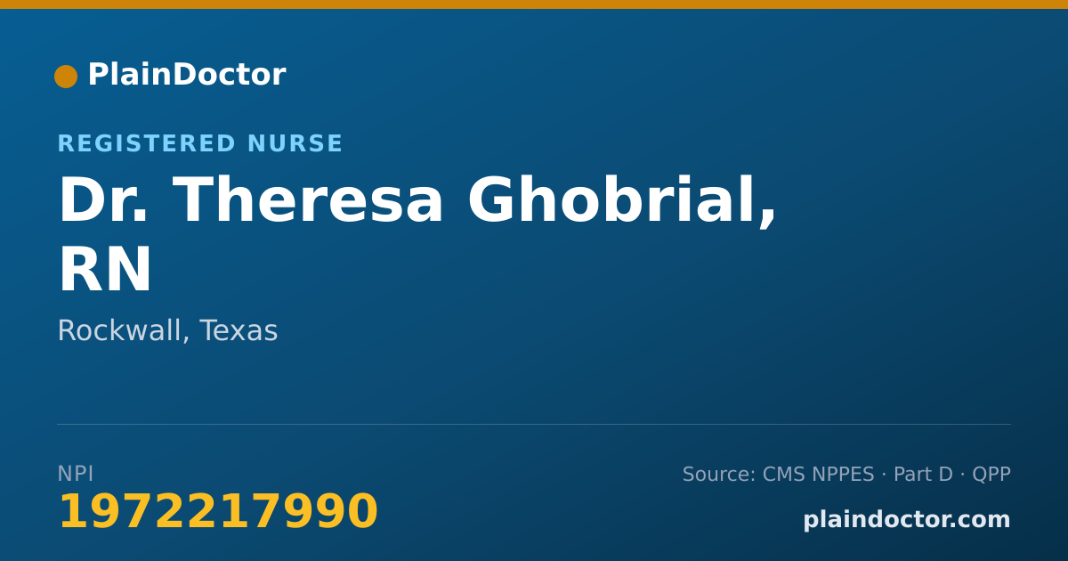 Shareable card for Theresa Ghobrial, RN - Registered Nurse, Rockwall, TX