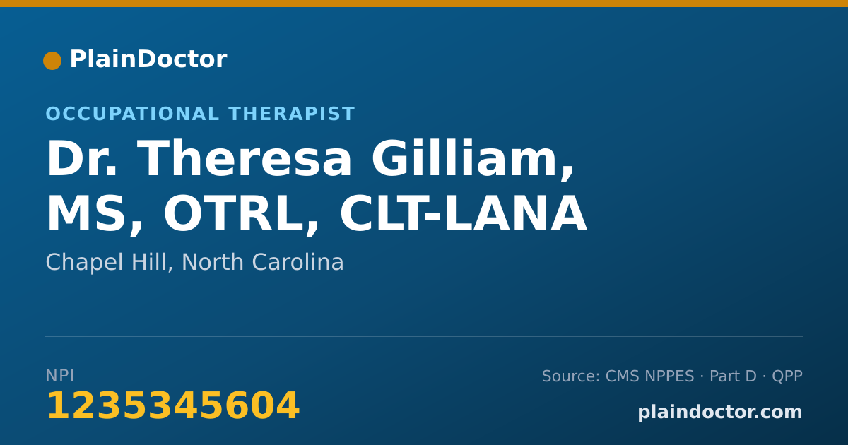 Shareable card for Theresa Gilliam, MS, OTRL, CLT-LANA - Occupational Therapist, Chapel Hill, NC