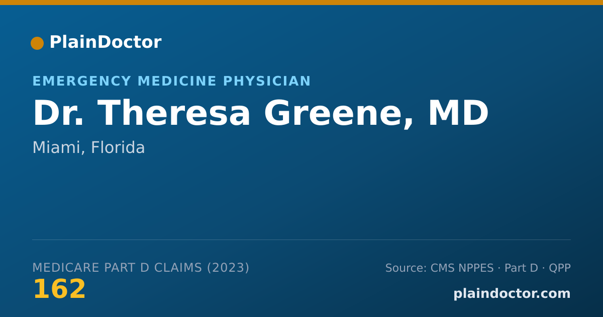 Shareable card for Theresa Greene, MD - Emergency Medicine Physician, Miami, FL