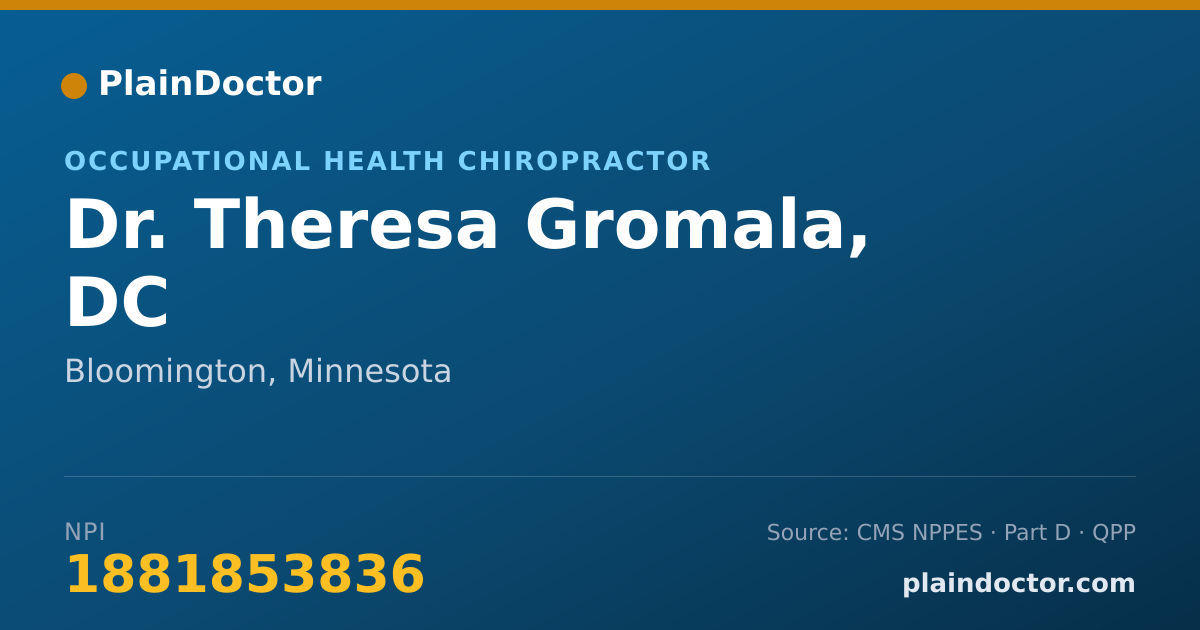Shareable card for Theresa Gromala, DC - Occupational Health Chiropractor, Bloomington, MN