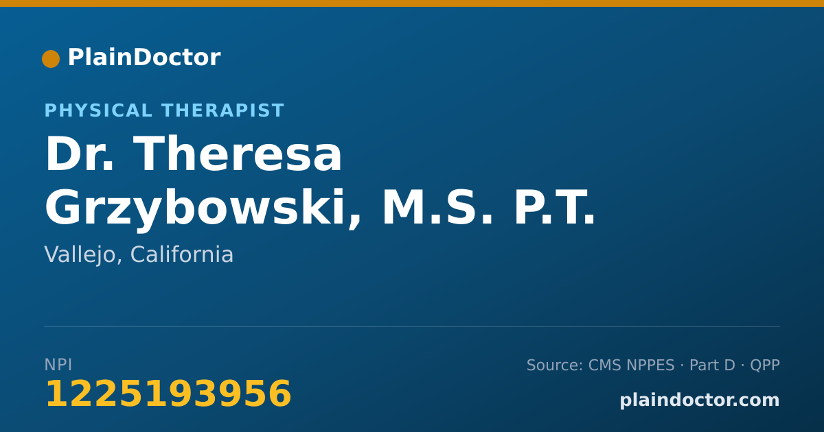 Shareable card for Theresa Grzybowski, M.S. P.T. - Physical Therapist, Vallejo, CA