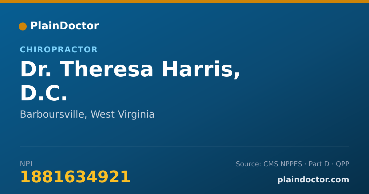 Shareable card for Theresa Harris, D.C. - Chiropractor, Barboursville, WV