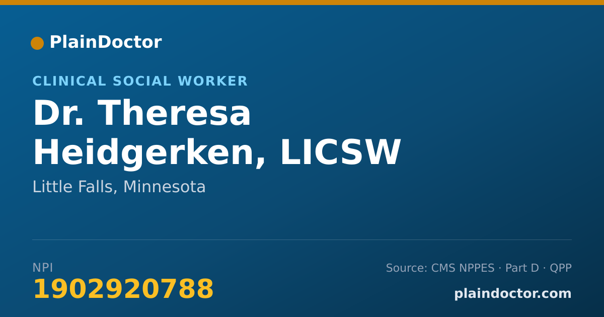 Shareable card for Theresa Heidgerken, LICSW - Clinical Social Worker, Little Falls, MN