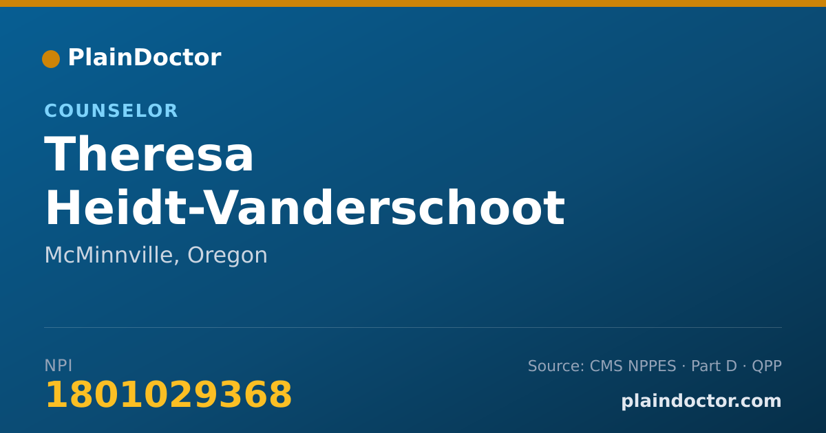 Shareable card for Theresa Heidt-Vanderschoot - Counselor, McMinnville, OR