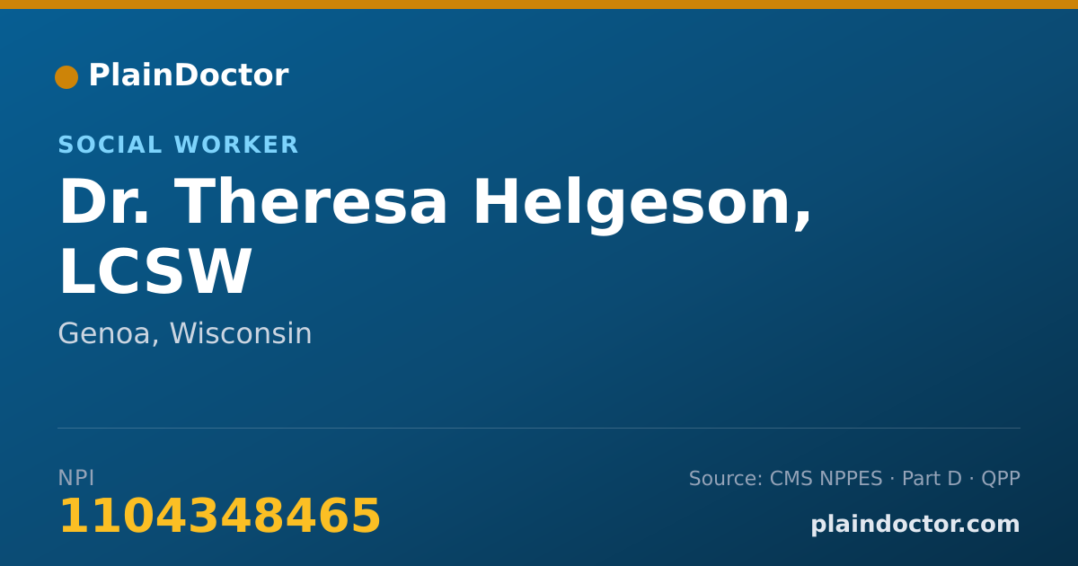 Shareable card for Theresa Helgeson, LCSW - Social Worker, Genoa, WI
