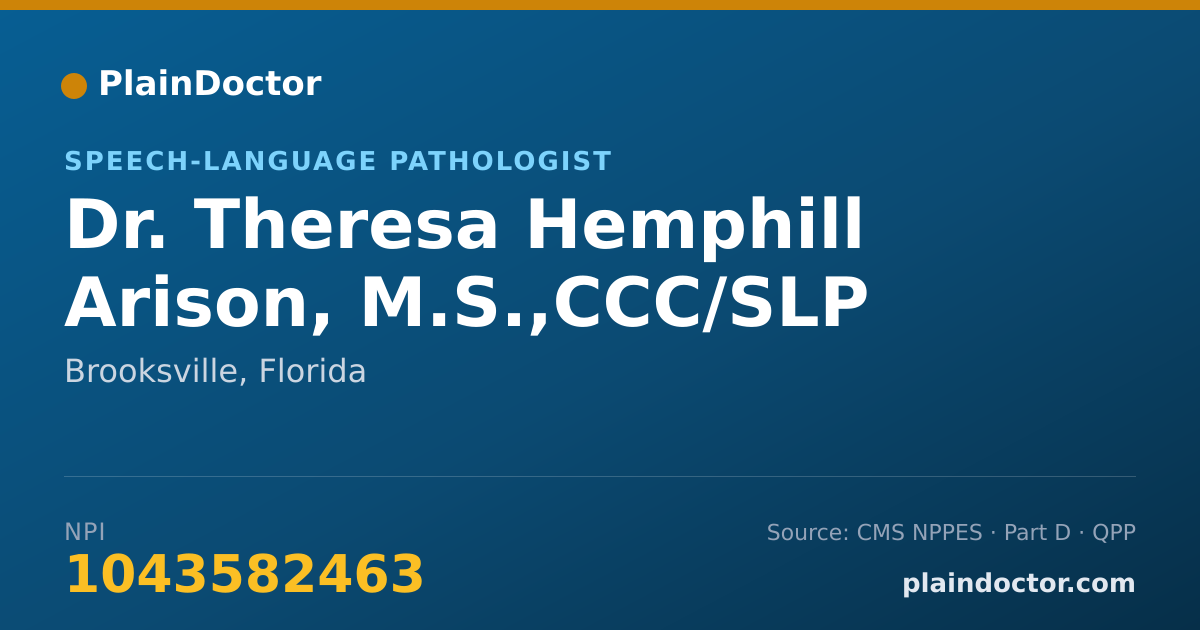 Shareable card for Theresa Hemphill Arison, M.S.,CCC/SLP - Speech-Language Pathologist, Brooksville, FL