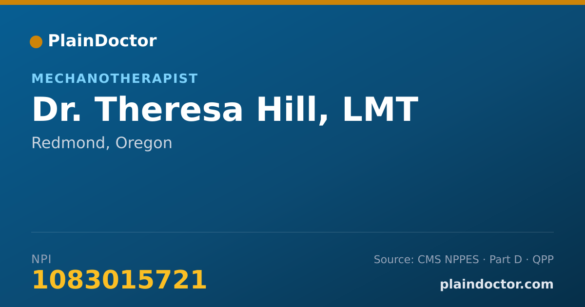 Shareable card for Theresa Hill, LMT - Mechanotherapist, Redmond, OR