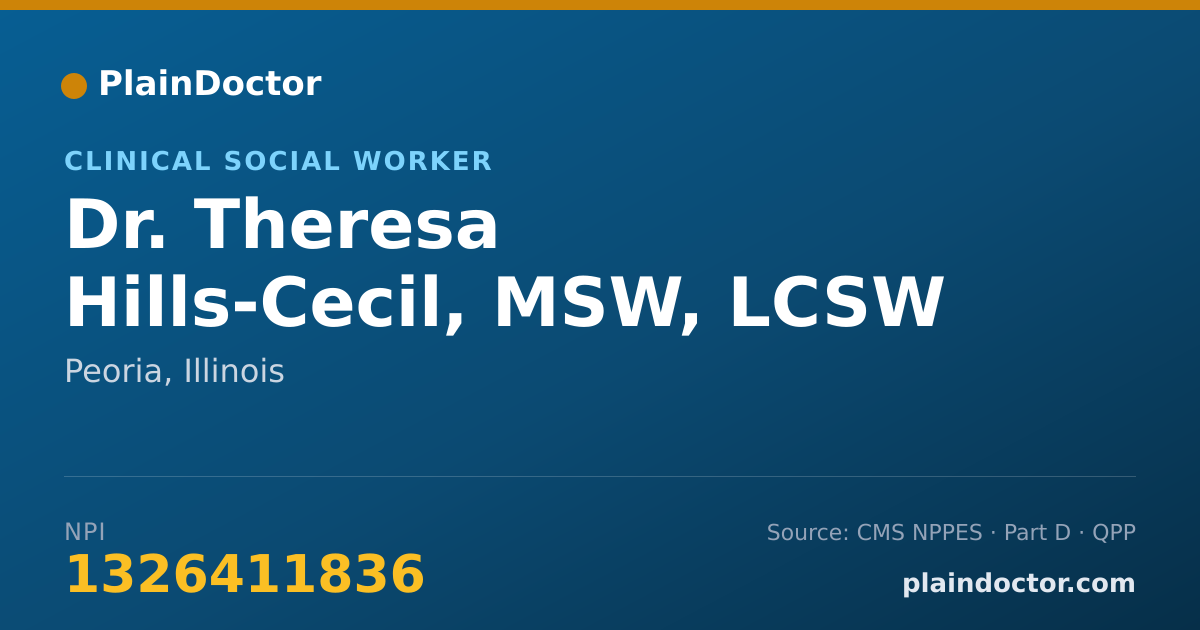 Shareable card for Theresa Hills-Cecil, MSW, LCSW - Clinical Social Worker, Peoria, IL