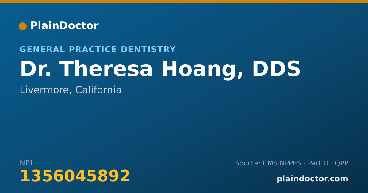 Shareable card for Theresa Hoang, DDS - General Practice Dentistry, Livermore, CA