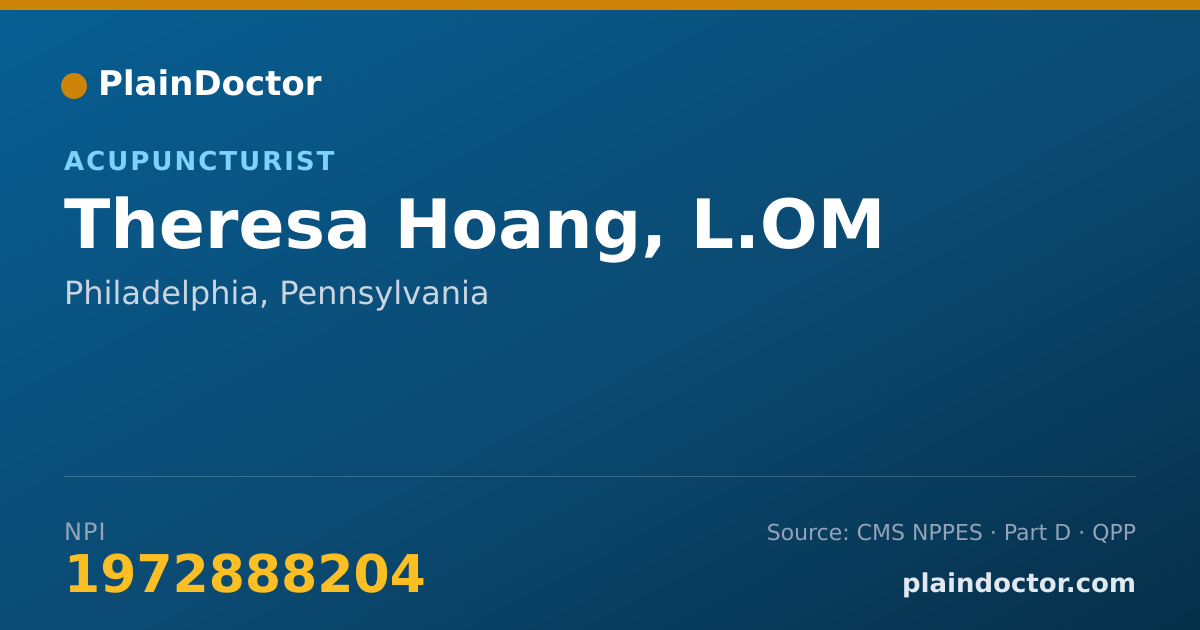 Shareable card for Theresa Hoang, L.OM - Acupuncturist, Philadelphia, PA