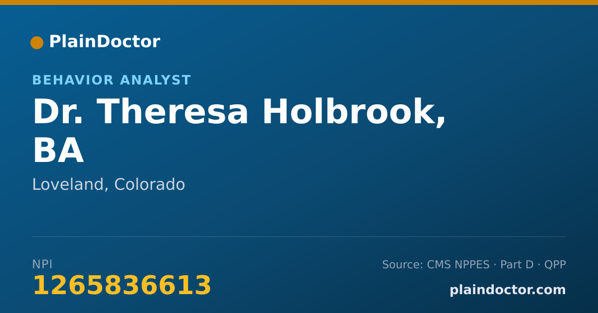 Shareable card for Theresa Holbrook, BA - Behavior Analyst, Loveland, CO