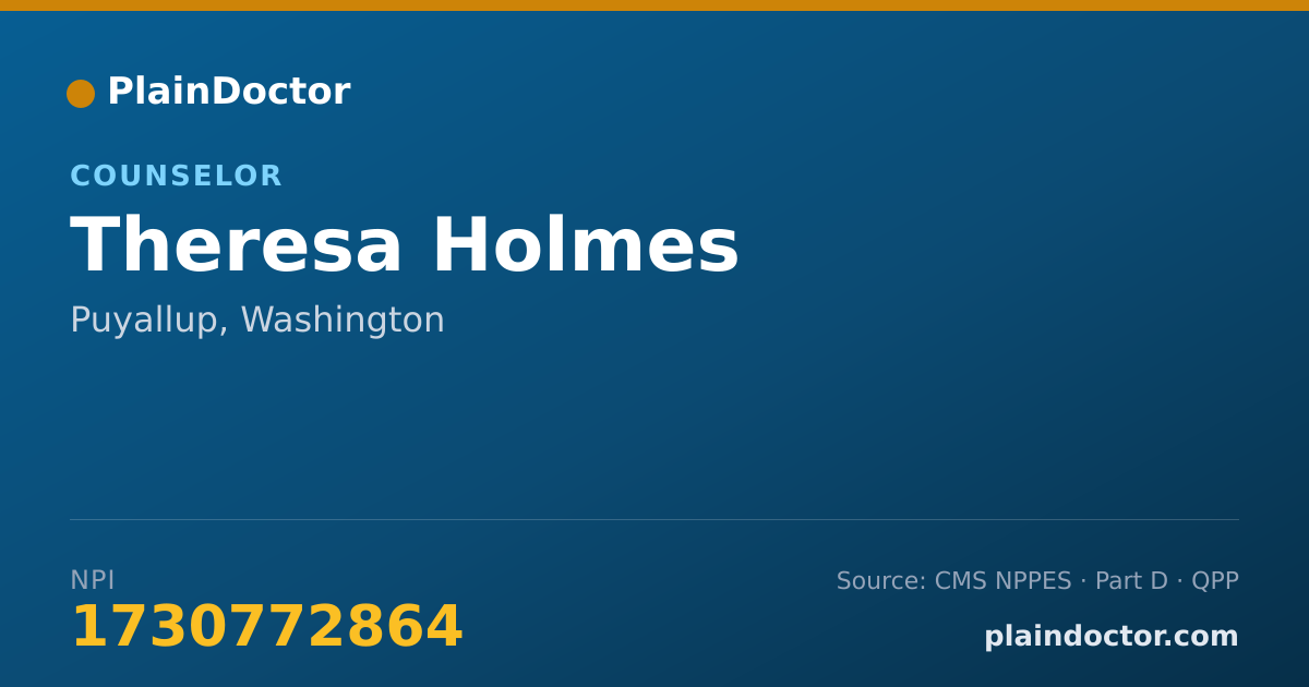 Shareable card for Theresa Holmes - Counselor, Puyallup, WA