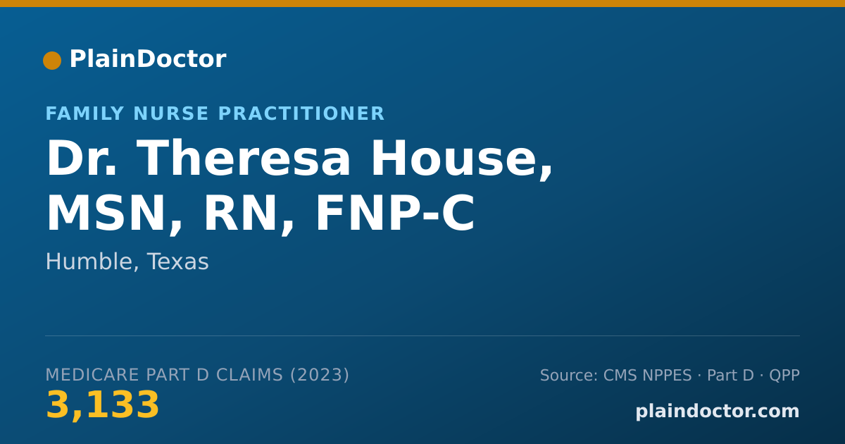 Shareable card for Theresa House, MSN, RN, FNP-C - Family Nurse Practitioner, Humble, TX