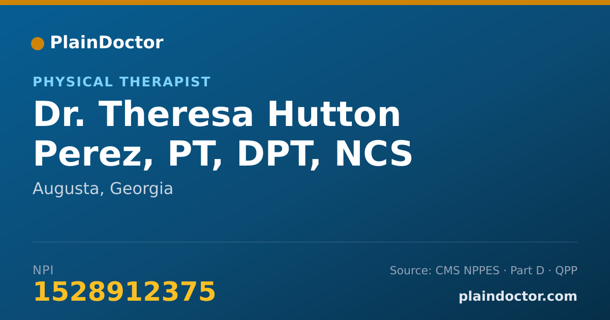 Shareable card for Theresa Hutton Perez, PT, DPT, NCS - Physical Therapist, Augusta, GA