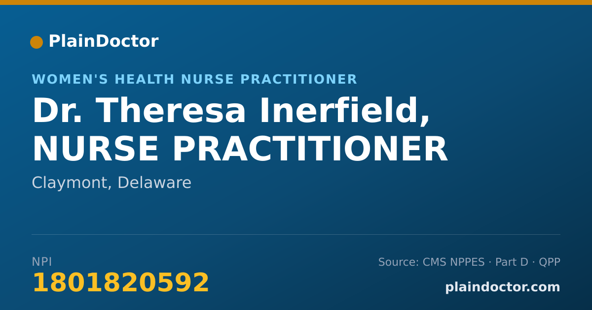 Shareable card for Theresa Inerfield, NURSE PRACTITIONER - Women's Health Nurse Practitioner, Claymont, DE