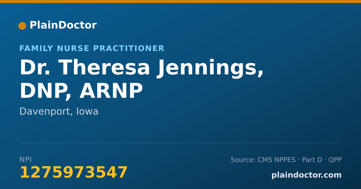 Shareable card for Theresa Jennings, DNP, ARNP - Family Nurse Practitioner, Davenport, IA