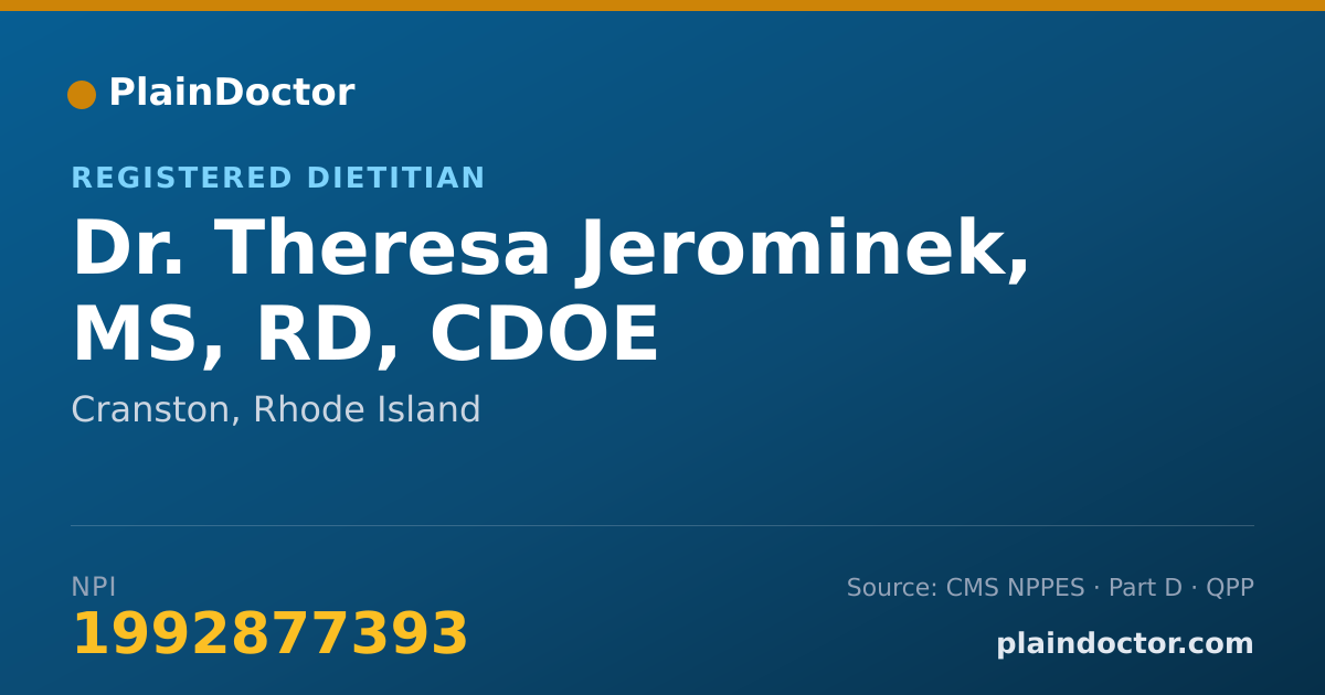 Shareable card for Theresa Jerominek, MS, RD, CDOE - Registered Dietitian, Cranston, RI