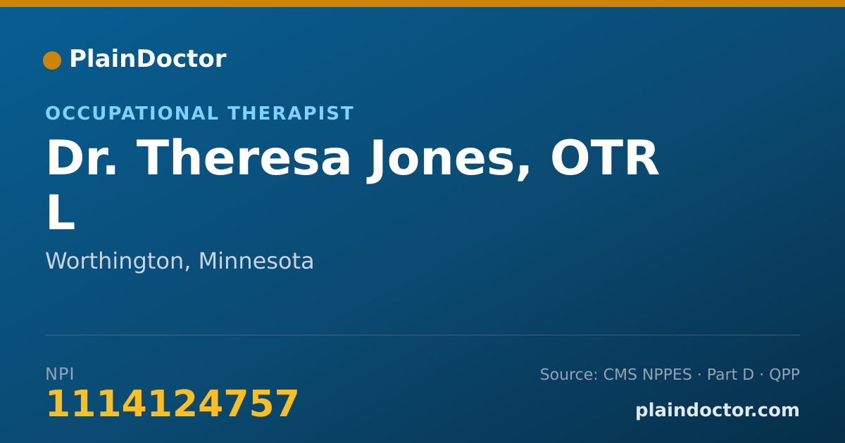 Shareable card for Theresa Jones, OTR L - Occupational Therapist, Worthington, MN