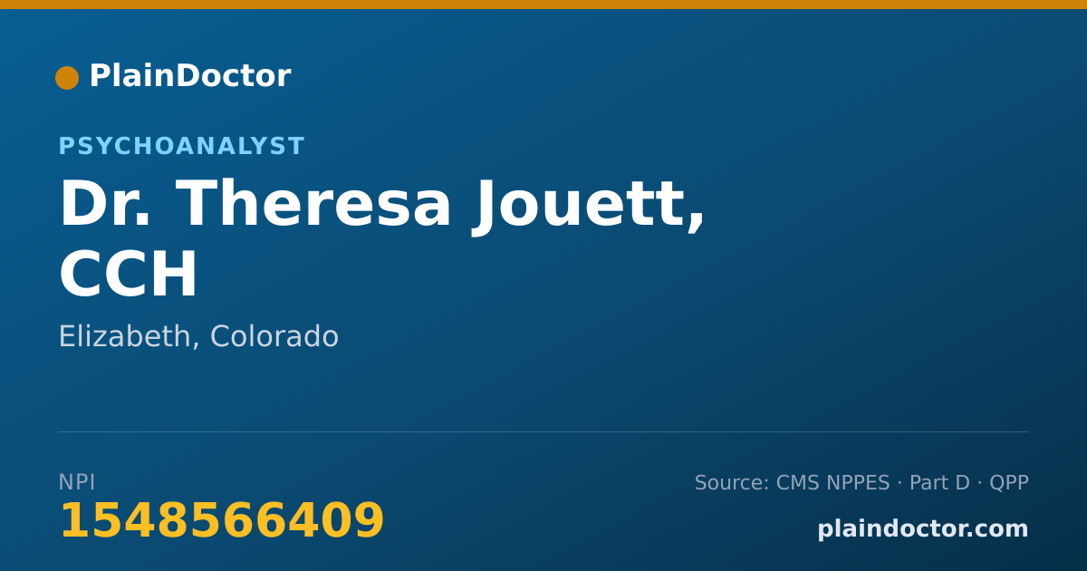 Shareable card for Theresa Jouett, CCH - Psychoanalyst, Elizabeth, CO