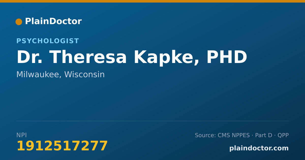 Shareable card for Theresa Kapke, PHD - Psychologist, Milwaukee, WI