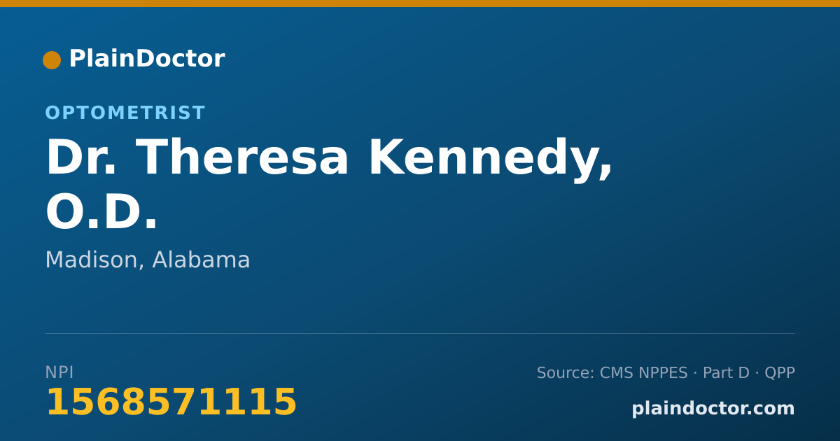 Shareable card for Theresa Kennedy, O.D. - Optometrist, Madison, AL