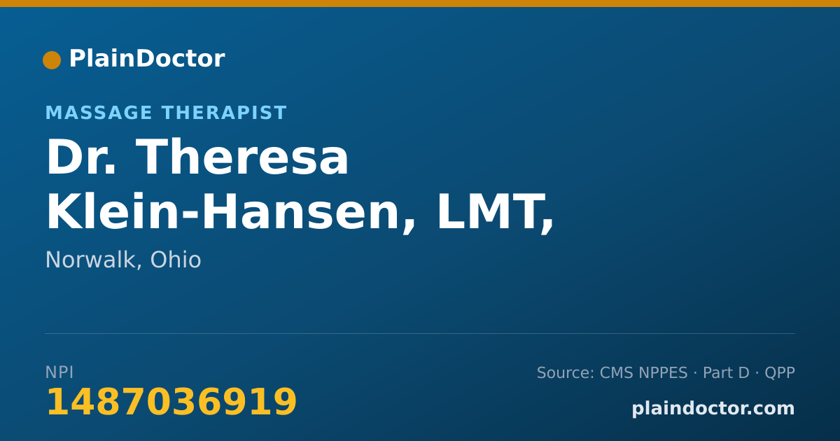 Shareable card for Theresa Klein-Hansen, LMT, CPMT, MLD - Massage Therapist, Norwalk, OH