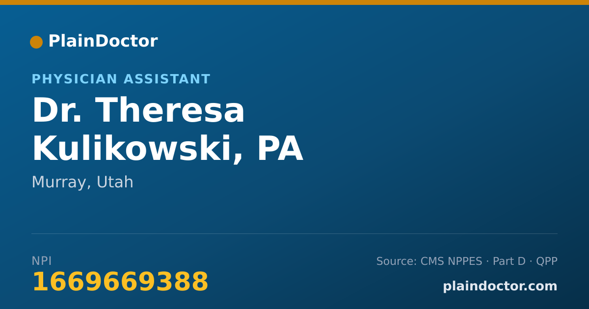 Shareable card for Theresa Kulikowski, PA - Physician Assistant, Murray, UT