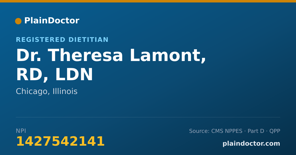 Shareable card for Theresa Lamont, RD, LDN - Registered Dietitian, Chicago, IL