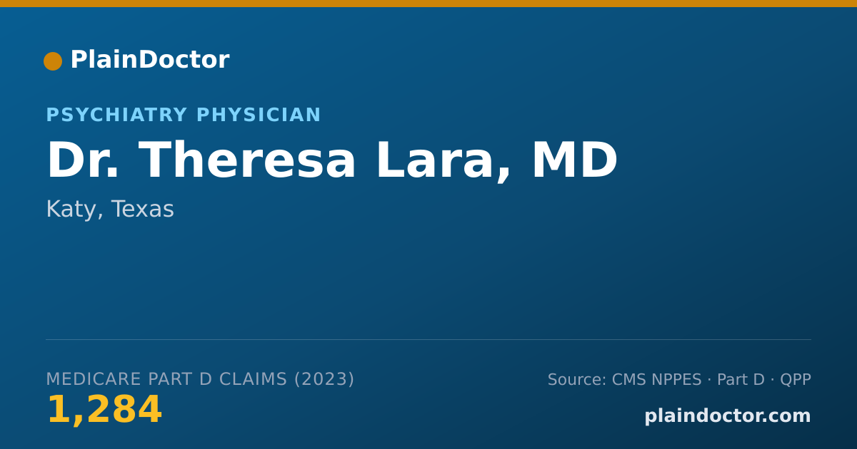 Shareable card for Theresa Lara, MD - Psychiatry Physician, Katy, TX