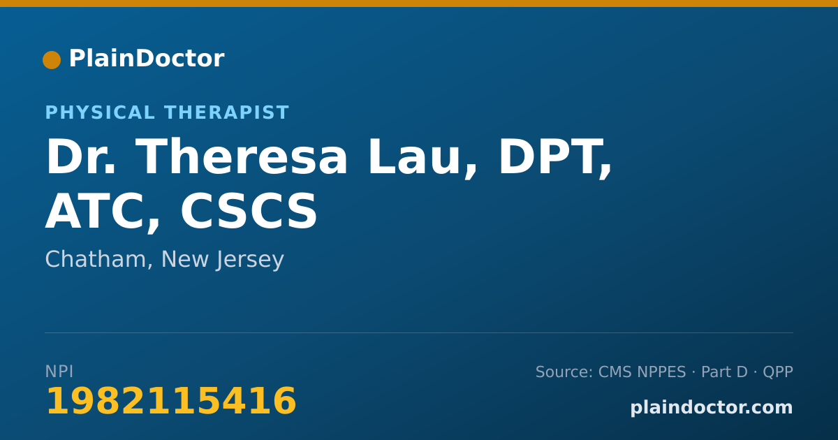 Shareable card for Theresa Lau, DPT, ATC, CSCS - Physical Therapist, Chatham, NJ