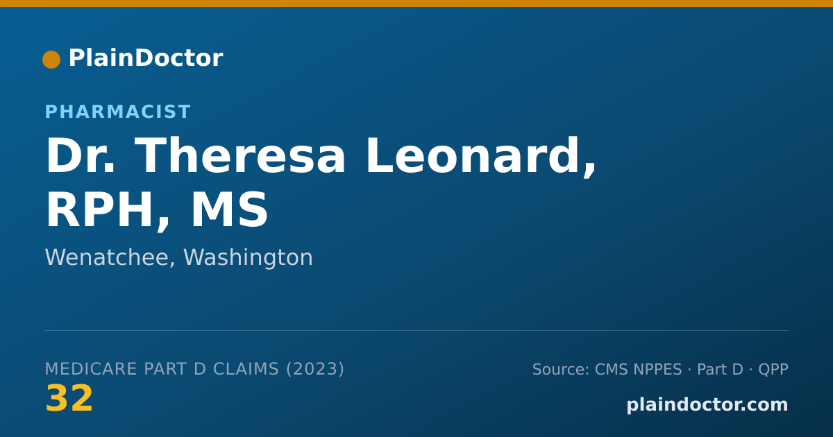 Shareable card for Theresa Leonard, RPH, MS - Pharmacist, Wenatchee, WA