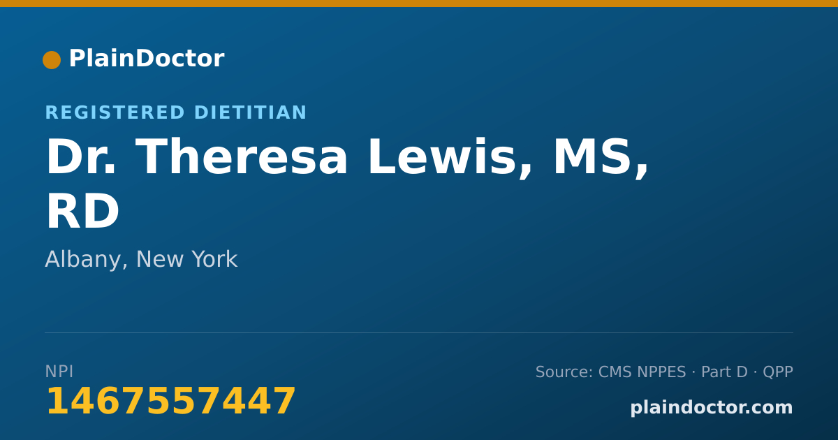 Shareable card for Theresa Lewis, MS, RD - Registered Dietitian, Albany, NY
