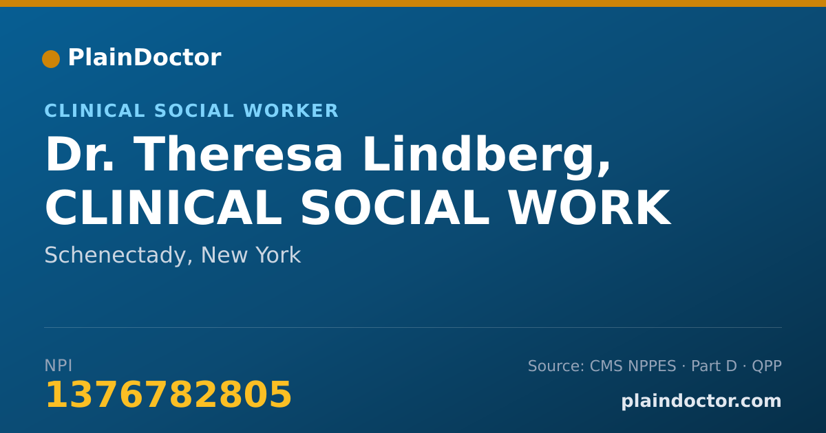 Shareable card for Theresa Lindberg, CLINICAL SOCIAL WORK - Clinical Social Worker, Schenectady, NY