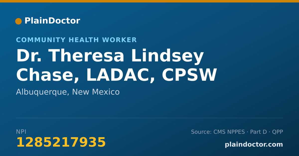 Shareable card for Theresa Lindsey Chase, LADAC, CPSW - Community Health Worker, Albuquerque, NM