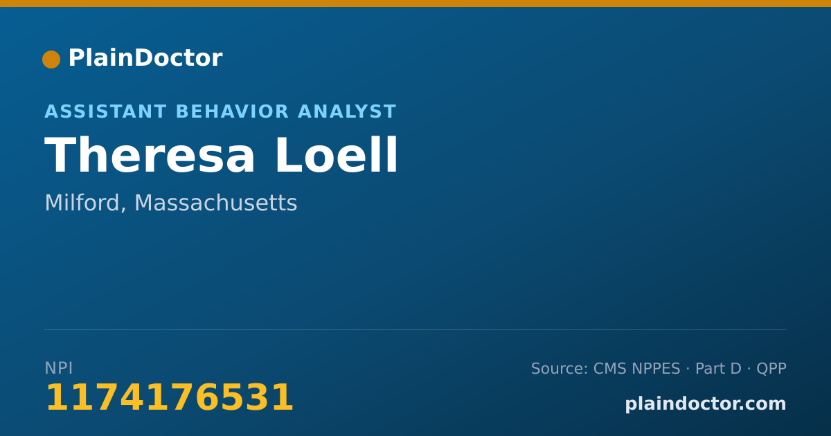 Shareable card for Theresa Loell - Assistant Behavior Analyst, Milford, MA