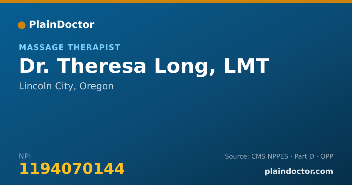 Shareable card for Theresa Long, LMT - Massage Therapist, Lincoln City, OR