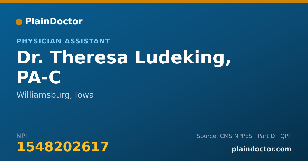 Shareable card for Theresa Ludeking, PA-C - Physician Assistant, Williamsburg, IA