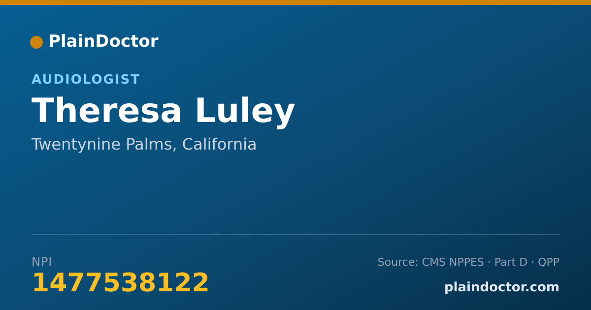 Shareable card for Theresa Luley - Audiologist, Twentynine Palms, CA