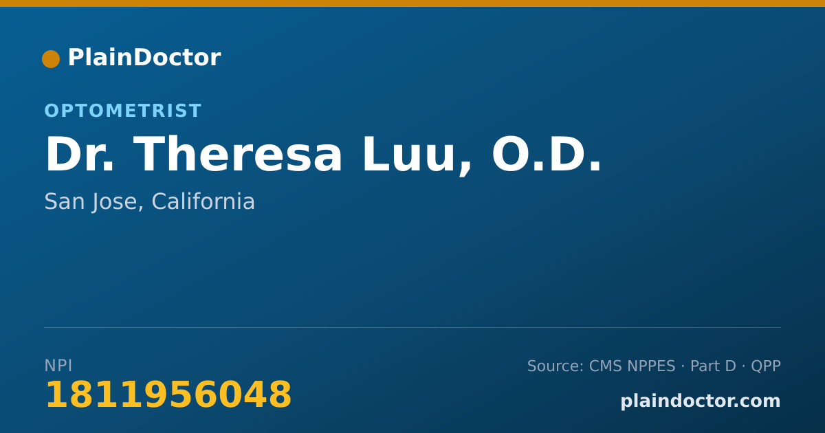 Shareable card for Theresa Luu, O.D. - Optometrist, San Jose, CA