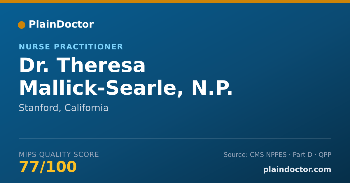 Shareable card for Theresa Mallick-Searle, N.P. - Nurse Practitioner, Stanford, CA