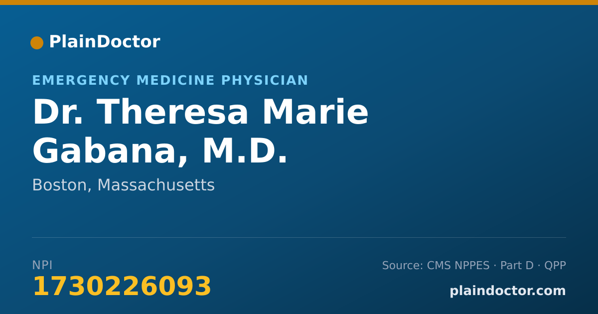 Shareable card for Theresa Marie Gabana, M.D. - Emergency Medicine Physician, Boston, MA