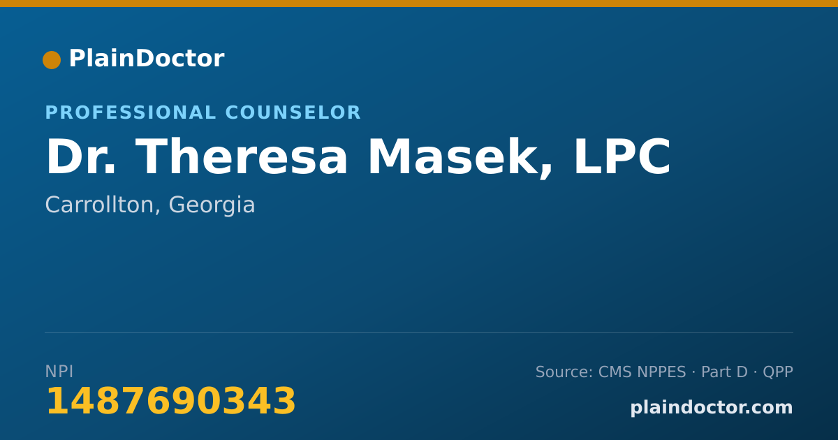 Shareable card for Theresa Masek, LPC - Professional Counselor, Carrollton, GA